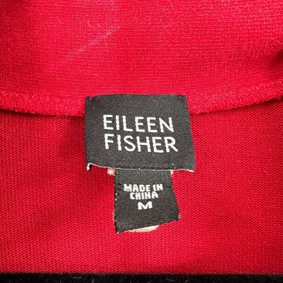 Eileen Fisher Womens Mock Neck Stretch Long Sleeve Zip Up Jacket Red Size Medium - Picture 3 of 8